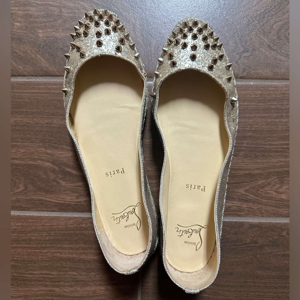 NWT Christian Louboutin Gold Glitter Espadrilles $595